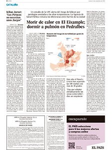 El País - Morir de calor en El Eixample; dormir a pulmón en Pedralbes