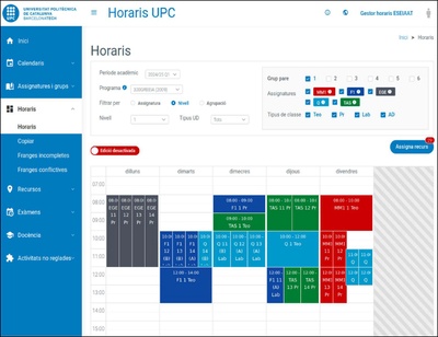 Eina de gestió 'Horaris UPC'