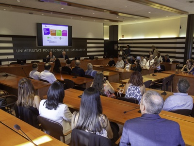 Imatge de l'acte, que ha tingut lloc al Rectorat de la UPC