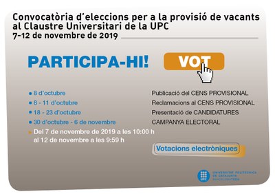 Resultats de les eleccions per a la provisió de vacants del Claustre Universitari