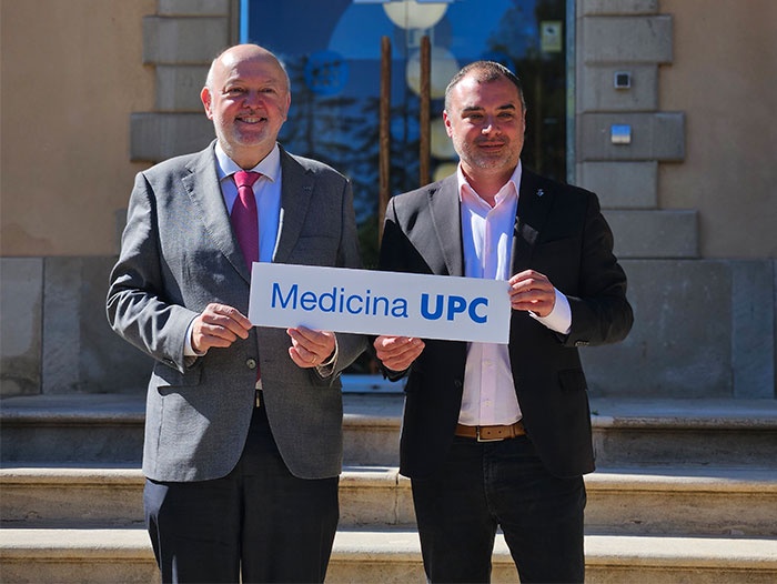 El rector de la UPC, Daniel Crespo, i l'alcalde de Terrassa, Jordi Ballart, en la presentació dels nous estudis