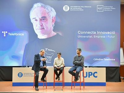 El professor i codirector de la Càtedra Telefónica UPC-UPF, Lluis Jofre; la professora de la UPF Laura Becerra-Fajardo i el director d’Innovació del Grup Ametller Origen, Joan Simó
