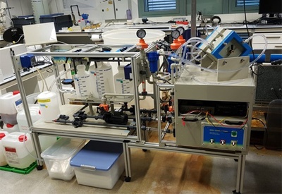 Set-up experimental del pilot de electrodiàlisi amb membranes bipolars utilitzat al projecte SUSTDESALT