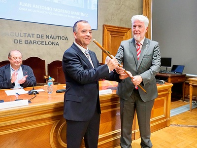 Juan Antonio Moreno, nou degà de l'FNB, amb el degà sortint, Agustí Martín