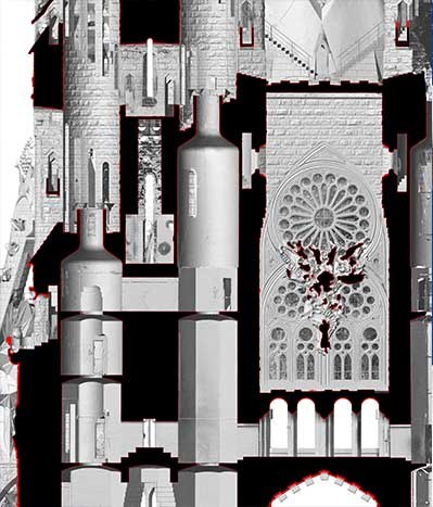 La Façana del Naixement de la Sagrada Família, en 3D