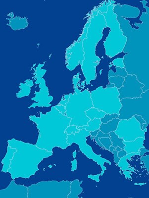 En blau clar, els països que participen a ACTRIS