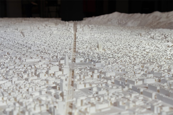 Detall de la maqueta 'Pla de Barcelona 2026-2035', produïda en un projecte coordinat pel aller de Maquetes de l'ETSAV