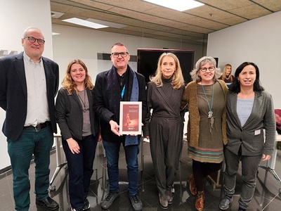 Plànol de la secció transversal d'un paranimf d'una universitat, part de l'exercici de revàlida d'Antoni Gaudí a l'Escola Superior d'Arquitectura de Barcelona