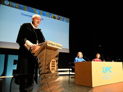 Daniel Crespo, rector de la UPC, en el discurs de cloenda de l'acte