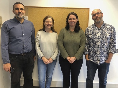 Part de l'equip de la UPC que participa en el projecte, d'esquerra a dreta: Cecilio Angulo, Àngela Nebot, Caroline König i Pedro Jesús Copado. A més, hi participa l'investigador Alfredo Vellido