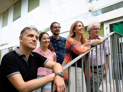 Enric Álvarez, Aida Perramon, Sergio Alonso, Clara Prats i Daniel López-Codina, del grup de recerca BIOCOM-UPC.