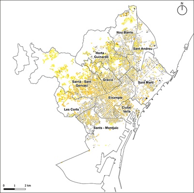 Mapa del potencial de ventilació creuada dels habitatges a Barcelona