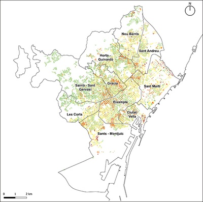 Mapa de la vulnerabilitat a la calor extrema dels habitatges de Barcelona