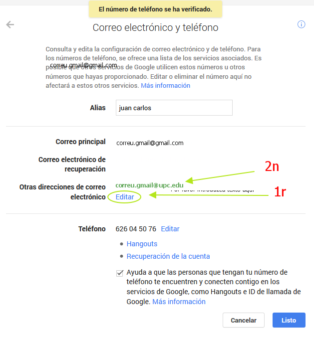 edicio del compte google edicio del compte google