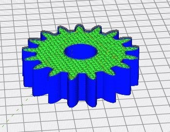 Simulació de la impressió 3D d'una roda dentada