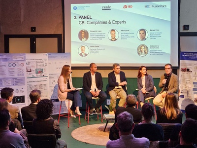 Ruben Bonet, co-founder, president and CEO of Fractus, the sponsor of the ceremony and the first deep tech spin-off emerging from the UPC, on the panel with representatives of entities or companies linked to innovation, technology and creativity, such as TMB; the BSC or Esade