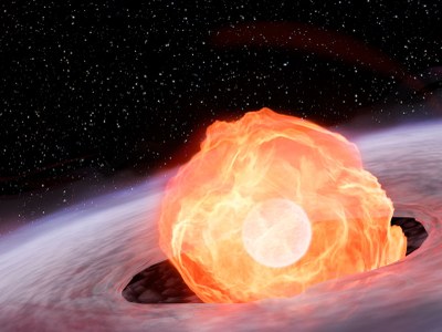 Artistic representation of the fireball around the white dwarf