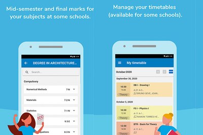 The first authenticated services of the UPC Estudiants app: viewing marks, managing timetables and receiving notifications