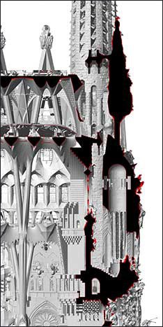 The Nativity Facade of the Sagrada Família, in 3D