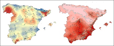 Increase in hot days and tropical nights between the periods 1951-1954 and 2015-2018