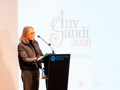 La vicerrectora de Arquitectura y Desarrollo Sostenible de la UPC, Elena Fernández, en su intervención