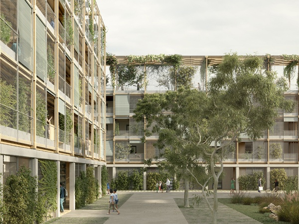 Visualización urbana de la implementación del sistema 'Regenerar Barcelona'. Imagen: Recuerdo Studio