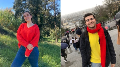 Anna Valero y Fernando Amador, los dos estudiantes de la UPC que participan en los debates de la Asamblea Europea de Estudiantes, en el Parlamento Europeo