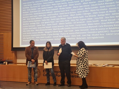 Luis Carlos Pardo, Estel Ballús y Antoni Gens reflexionaron sobre el talento que nace en la UPC en representación de las personas reconocidas durante 2024. Núria Salán hizo la conducción del acto.