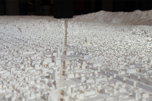 Detalle de la maqueta 'Pla de Barcelona 2026-2035', producida en un proyecto coordinado por el Taller de Maquetas de la ETSAV