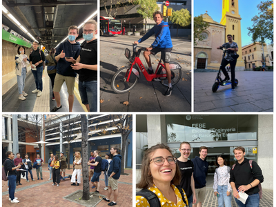 Estudiantes en metro, bicicleta y patinete