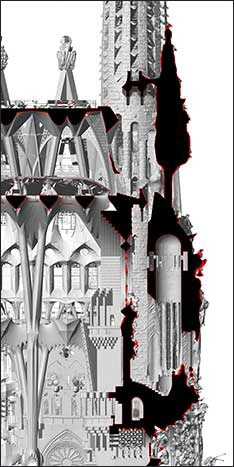 La Fachada del Nacimiento de la Sagrada Familia, en 3D