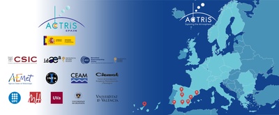 Relación de los organismos españoles participantes en la infraestructura de investigación europea junto al mapa de una parte de Europa