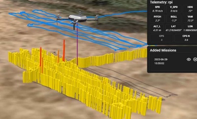 Mapa de contaminación realizado durante un vuelo de prueba