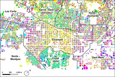 Mapa elaborado por el grupo de investigación en Arquitectura, Energía y Medio Ambiente, que combina las distintas variables estudiadas